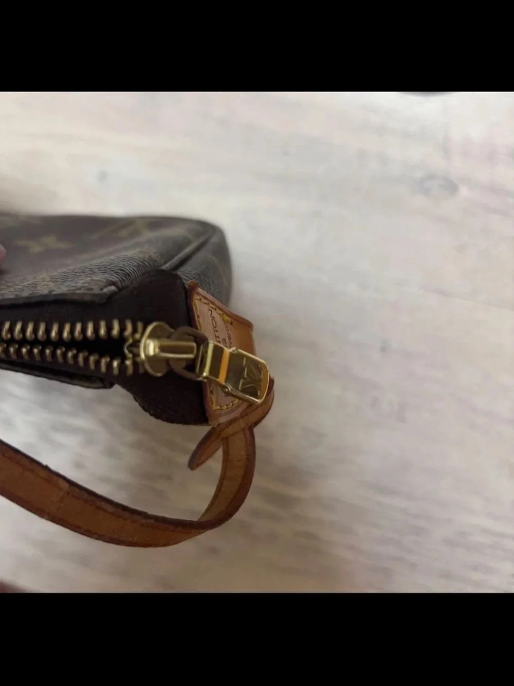 Louis Vuitton Monogram Canvas Wristlet Pouch in Dark Brown